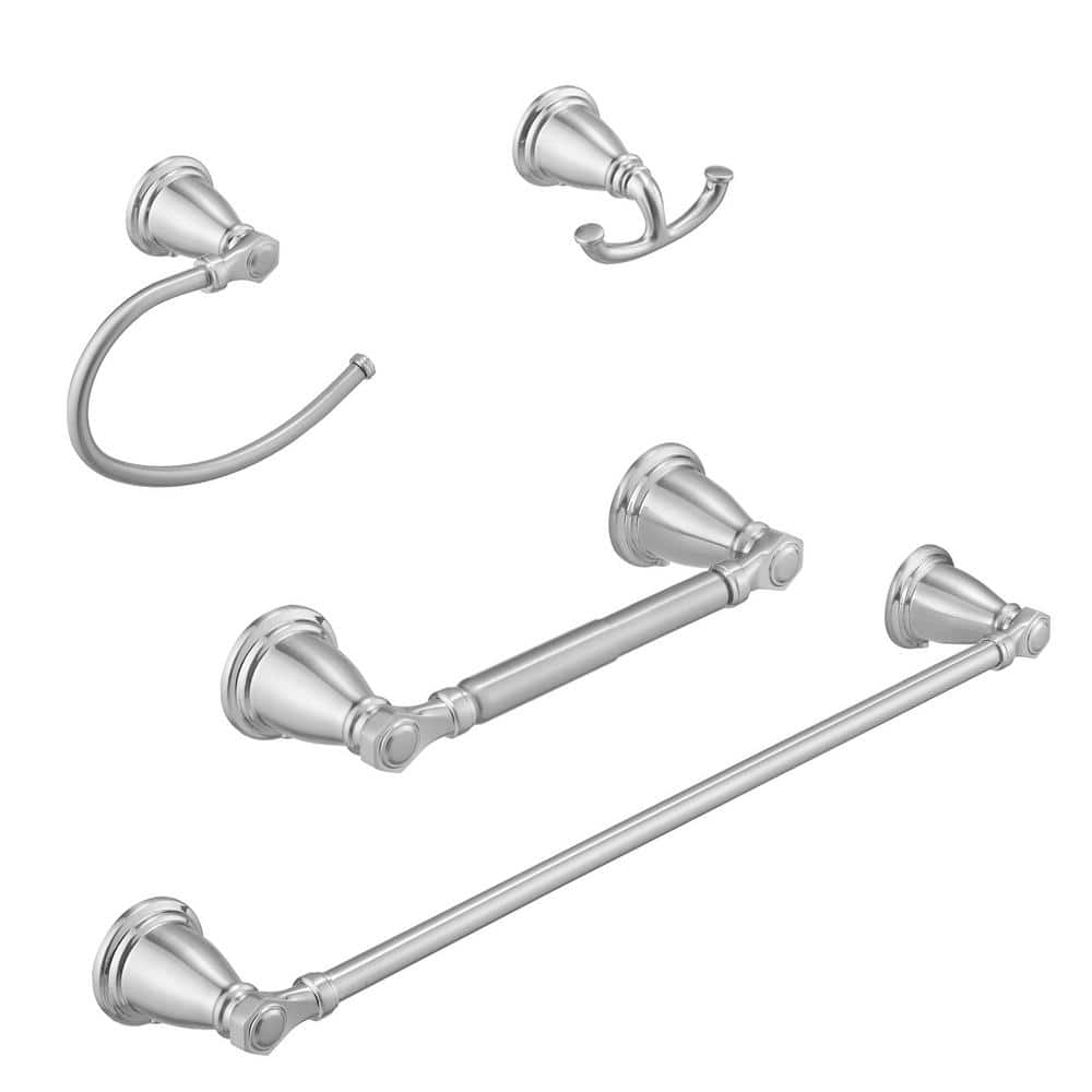 Brushed Nickel 24-Inch Metal 4-Piece Bath Hardware Set