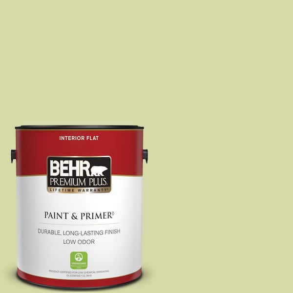 BEHR PREMIUM PLUS 1 gal. #410C-3 Celery Sprig Flat Low Odor Interior Paint & Primer