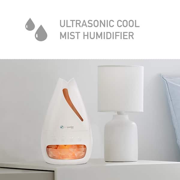 0.32 gal. Ultrasonic Cool Mist Humidifier and Himalayan Salt Lamp in White for Rooms up to 200 sq. ft. 20 Hour Runtime