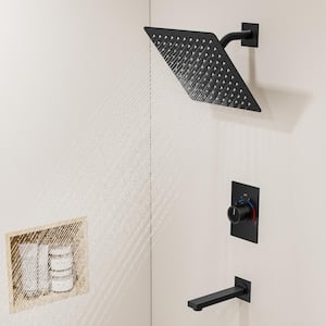 8 in. Wall Mount Single Handle 1-Spray Tub and Shower Faucet in Matte Black (Valve Included)