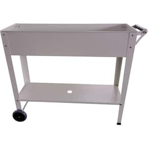 Galvanized Steel Portable Raised Garden Bed Planter Box Wheels, Handle and Shelf