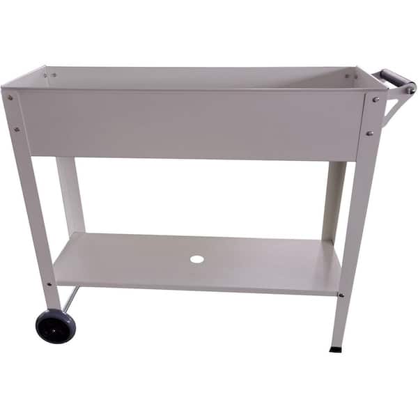 Hanover Galvanized Steel Portable Raised Garden Bed Planter Box Wheels, Handle and Shelf