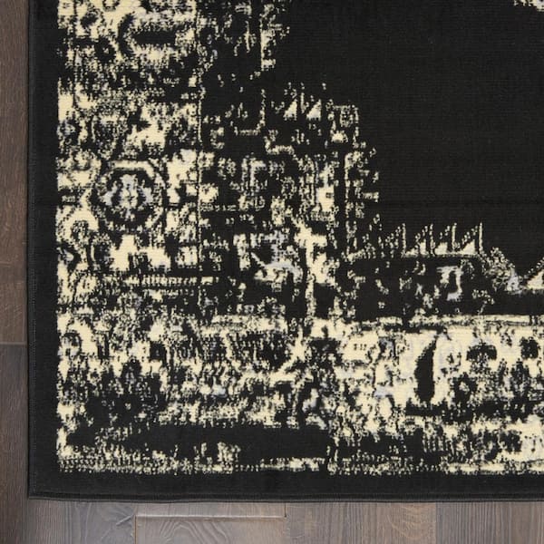 Cream 6 ft. x 9 ft. Damask Power Loom Area Rug