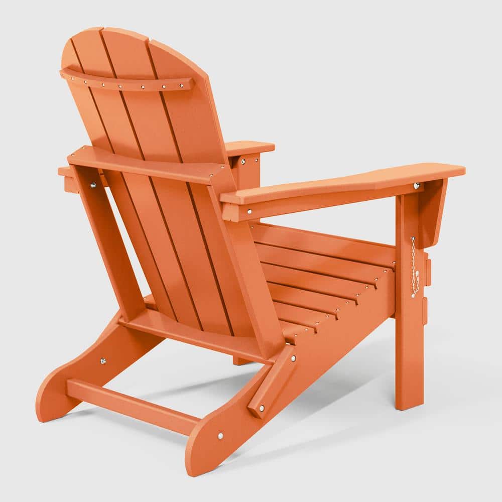 Orange HDPE Folding Adirondack Chairs Set of 2