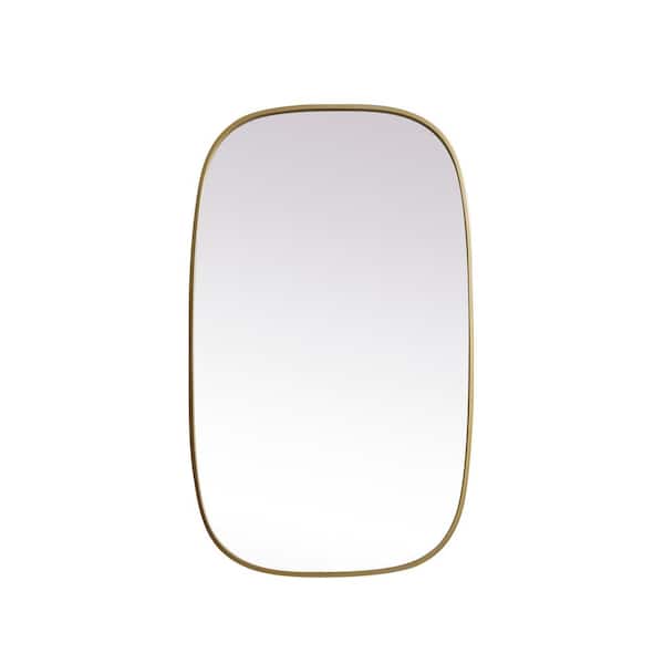 Unbranded Simply Living 24 in. W x 40 in. H Oval Metal Framed Brass Mirror