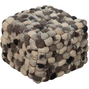 Pozega Felted Charcoal Wool Cube Accent Pouf