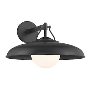 Cameo Shores Black Outdoor Hardwired Wall Mount Sconce with No Bulbs Included