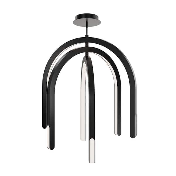 Helmet 3-Light Integrated LED Black Chandelier with Selectable 4CCT 2700K-3000K-3500K-4000K