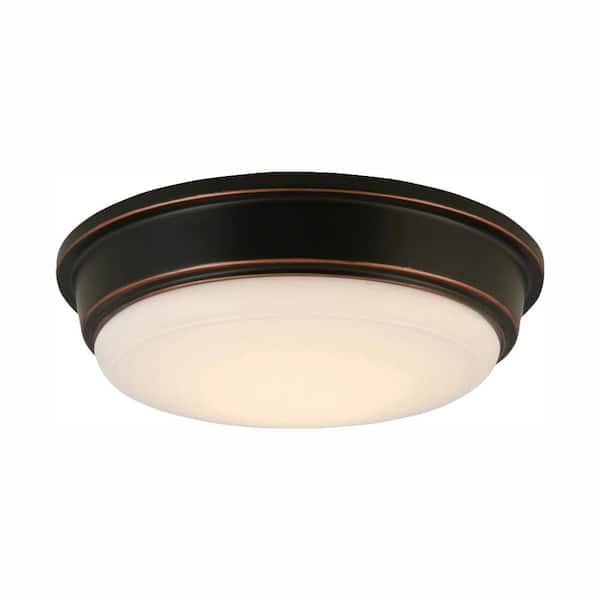 Hampton Bay 11 in. Oil Rubbed Bronze Integrated LED Outdoor Ceiling Light Flush Mount