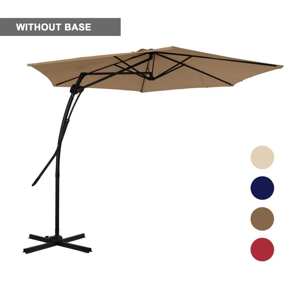 10 ft cantilever patio umbrella Outsunny 10ft Khaki Solar LED Cantilever Umbrella with 360 Rotation and Tilt for Outdoor Garden Yard
