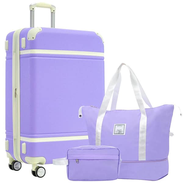 Adrinfly 3-Piece Purple Hardshell Luggage Set, Lightweight Durable Suitcase Sets with Spinner Wheels and TSA Lock