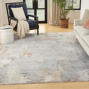 Modern Abstract Grey Blue 10 ft. x 13 ft. Abstract Contemporary Area Rug