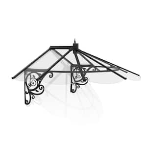 Lily 4 ft. x 6 ft. Black/Clear Door and Window Fixed Awning