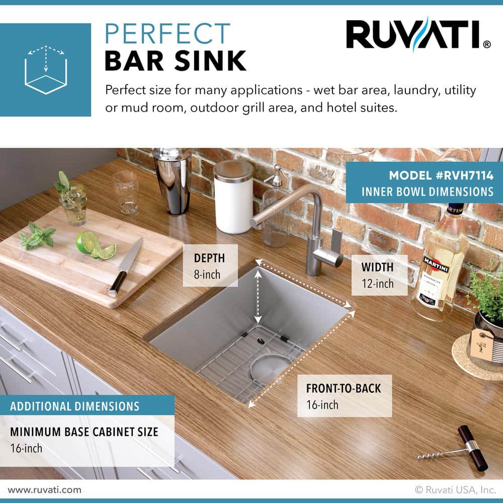 Ruvati 14-inch Stainless Steel Undermount Bar Prep Sink