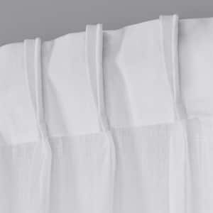 Belgian Winter White Solid Sheer Double Pinch Pleat / Hidden Tab Curtain, 30 in. W x 108 in. L (Set of 2)
