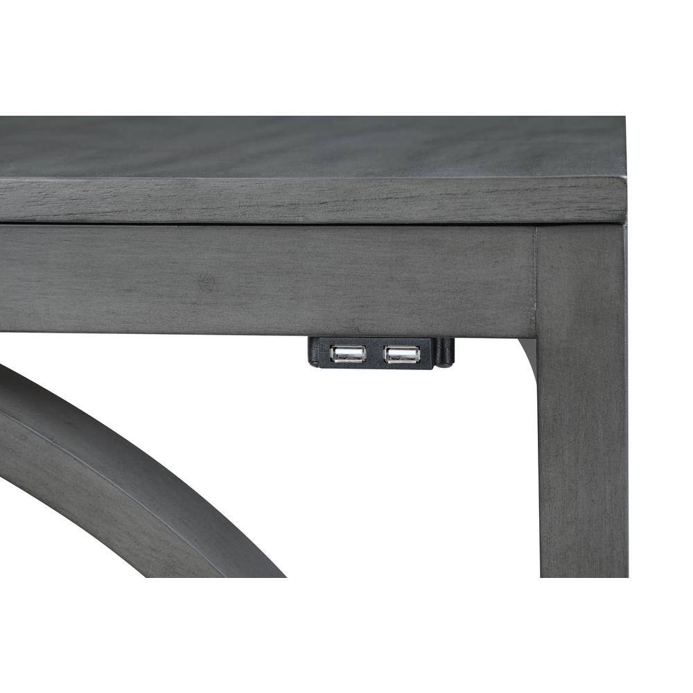 Gray Solid Wood Counter Table Set with Upholstered Stools