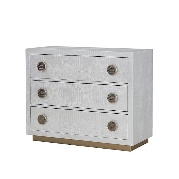 Acme Furniture Anpu Silver Faux Crocodile Skin Finish Wood 18 in. Buffet