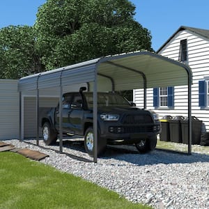 10 ft. W x 15 ft. D Metal Carport Galvanized Steel Car Canopy and Shelter, Gray