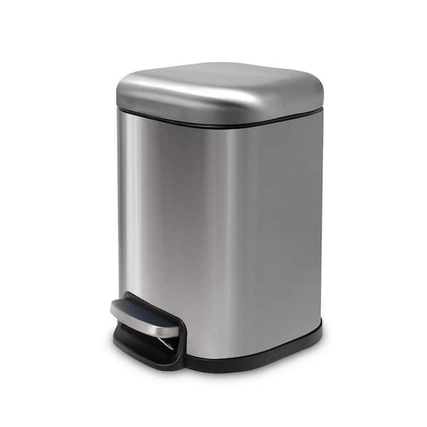 ACENTO Square 6 L/1.6 Gal. Pedal Trash Bin with Soft Close Lid in Brushed Stainless Steel