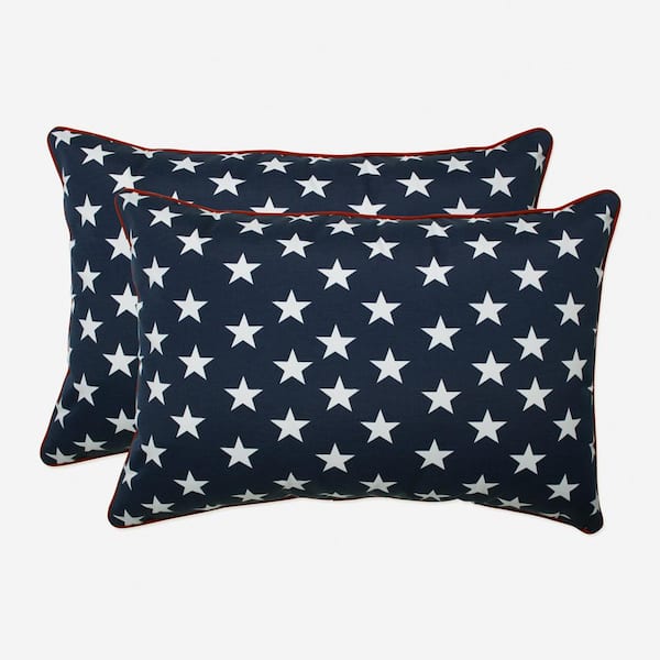 Pillow Perfect Blue Rectangular Outdoor Lumbar Throw Pillow 2-Pack