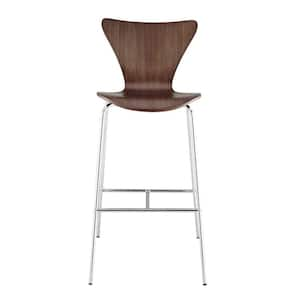 29.7 in. Brown High Back Metal Bar Chair with Wood Seat