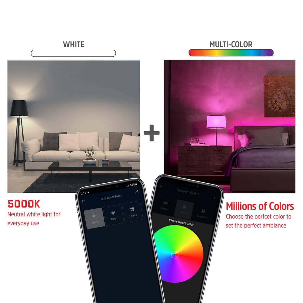 Energizer Smart Wi-Fi Multi-Color Dimmable LED Light Bulb