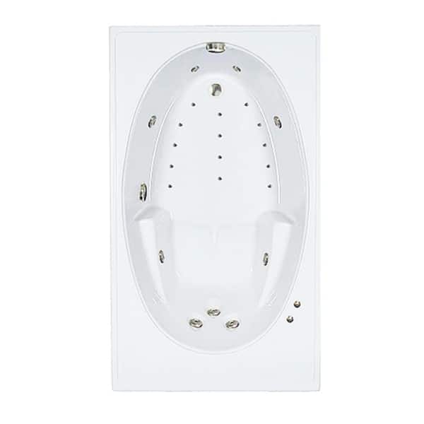 Comfortflo 60 in. x 42 in. Acrylic Rectangular Drop-in Whirlpool and Air Bathtub with Reversible Drain in Biscuit