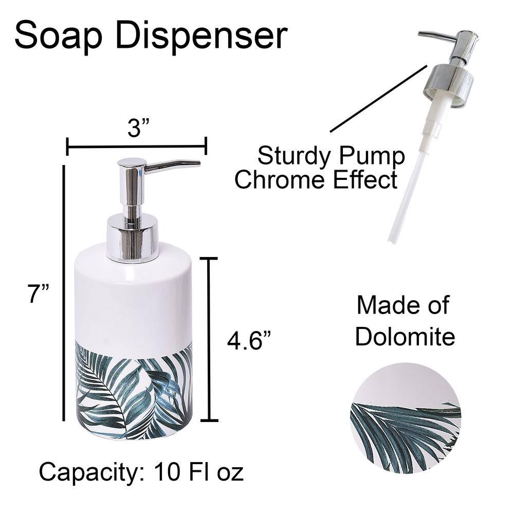 Tropical Palm Leaves Ceramic Soap and Lotion Dispenser