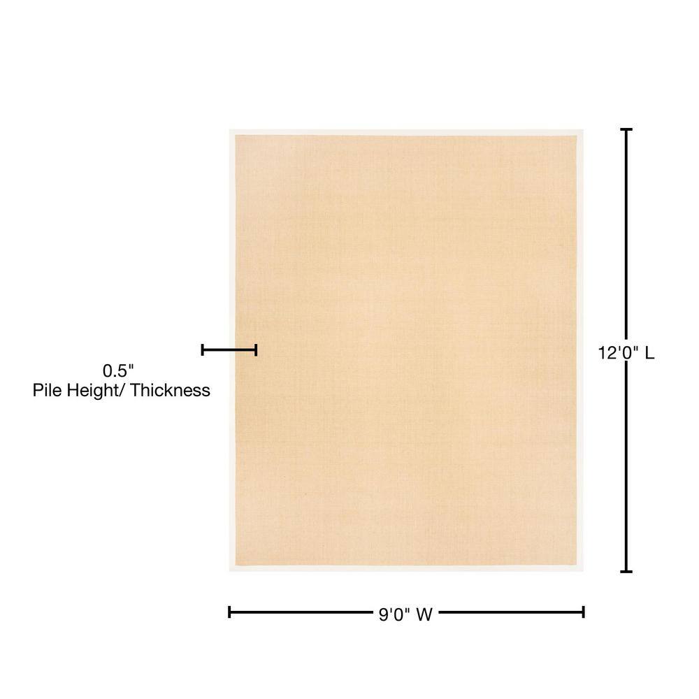 Maize and Wheat 9' x 12' Sisal Area Rug with Cotton Border