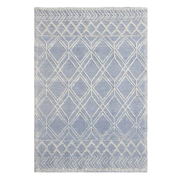 MILLERTON HOME Renewed 9 ft. x 13 ft. Light Blue Geometric Upcycled Handwoven Area Rug