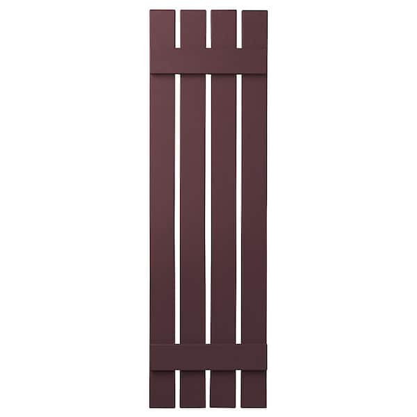 Ply Gem 16 in. x 47 in. Polypropylene Plastic 4-Board Open Board and Batten Shutters Pair in Vineyard Red