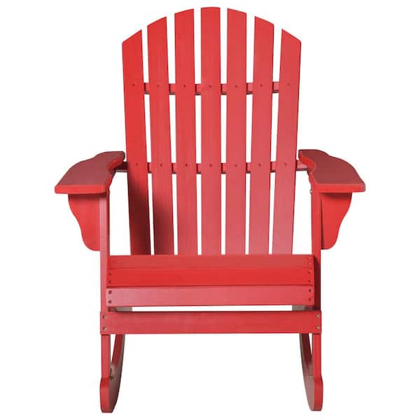 Wood Adirondack Rocking Chair Outdoor Rocking Chair Fire Pit Seating, Red
