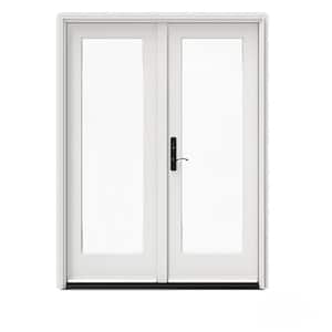 60 in. x 80 in. W-5500 White Clad Wood Right-Hand Full Lite French Patio Door w/Unfinished Interior
