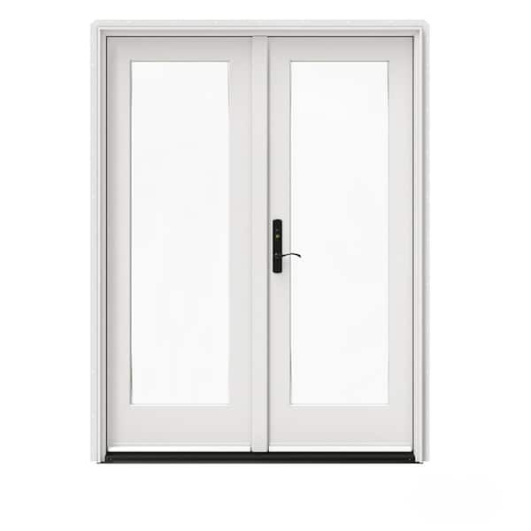 JELD-WEN 60 in. x 80 in. W-5500 White Clad Wood Right-Hand Full Lite French Patio Door w/Unfinished Interior