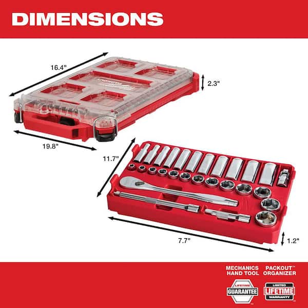 Milwaukee - 3/8 in. Drive SAE Ratchet and Socket Mechanics Tool Set with Packout Case (28-Piece)