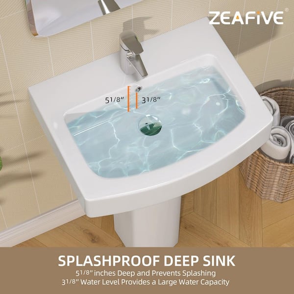 Zeafive 22 in. W x 17 in. D Pedestal Sink Basin Combo in