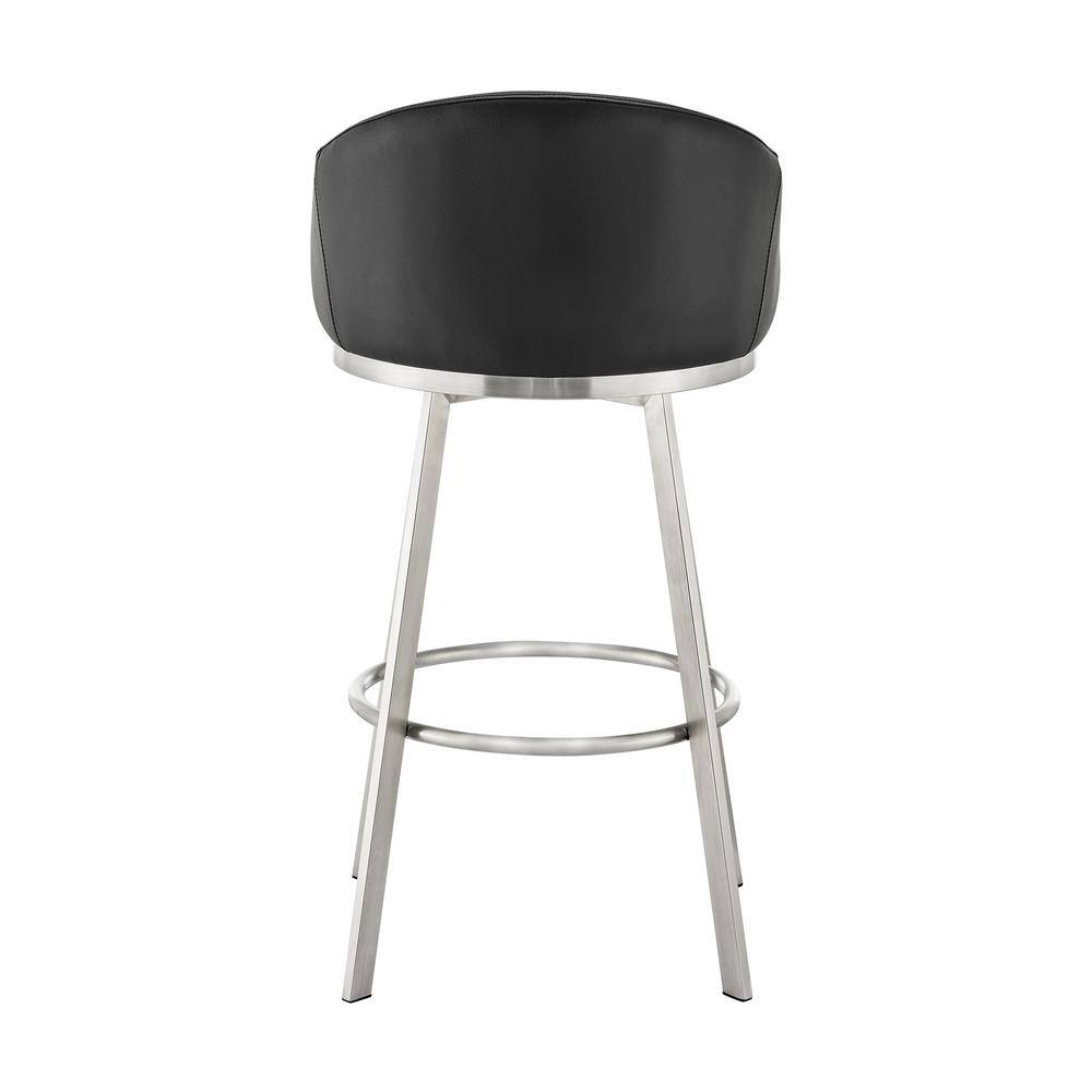 Eleanor 38.5" Black Leather & Metal Swivel Bar Stool