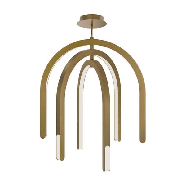 Helmet 3-Light Integrated LED Aged Brass Chandelier with Selectable 4CCT 2700K-3000K-3500K-4000K