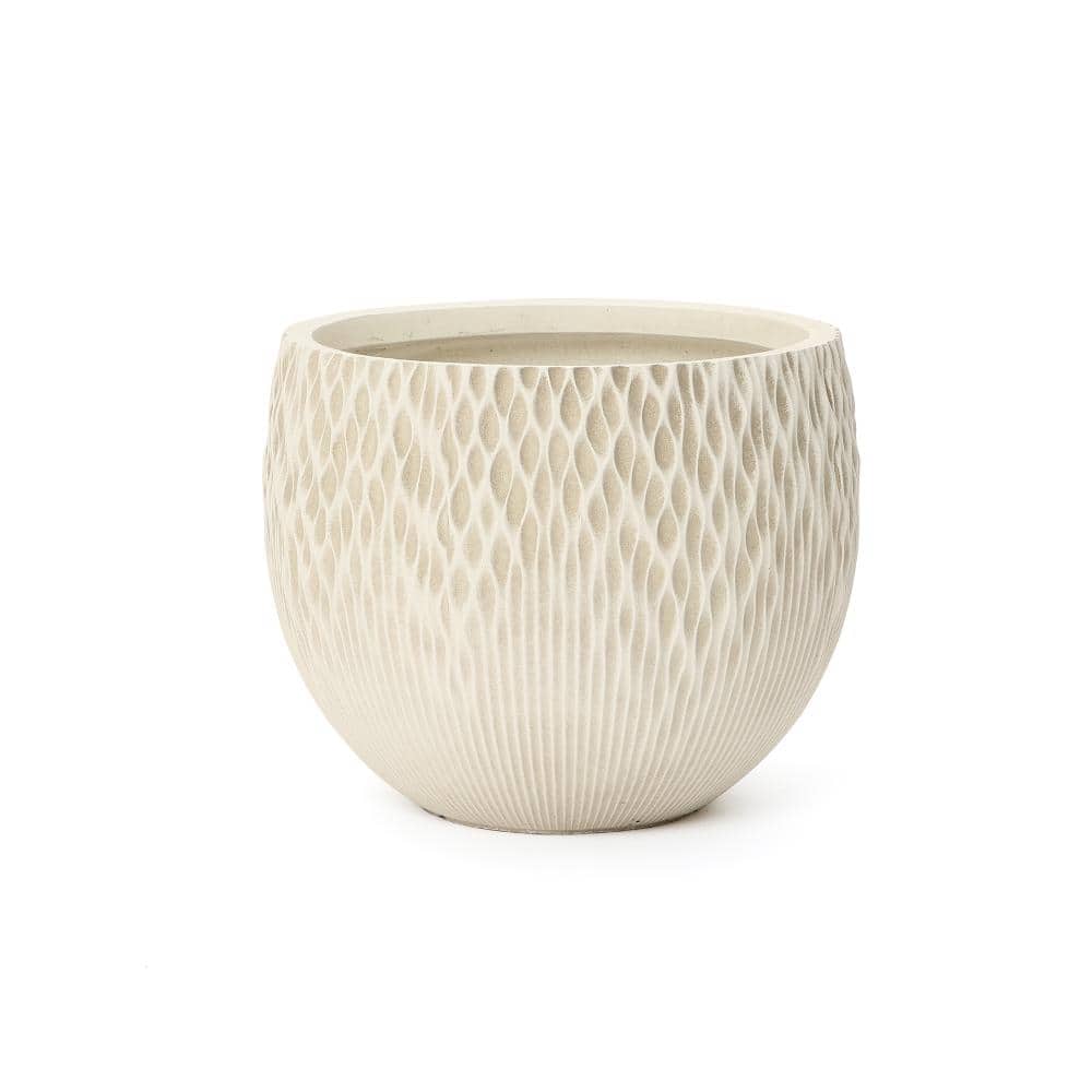 Antique Off-White 14.17 in. Round Planter, Deep-to-Light Gradient Texture, Tapered Design price history on PriceWatchPro