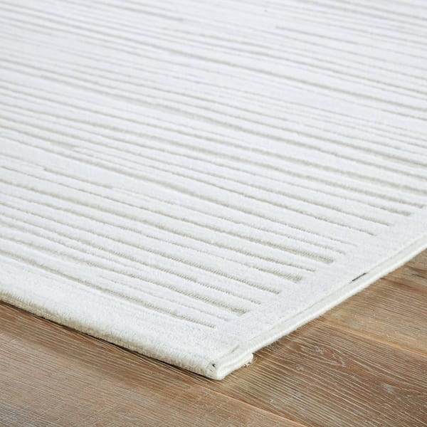 Machine Made Blanc De Blanc 8 ft. x 10 ft. Abstract Area Rug