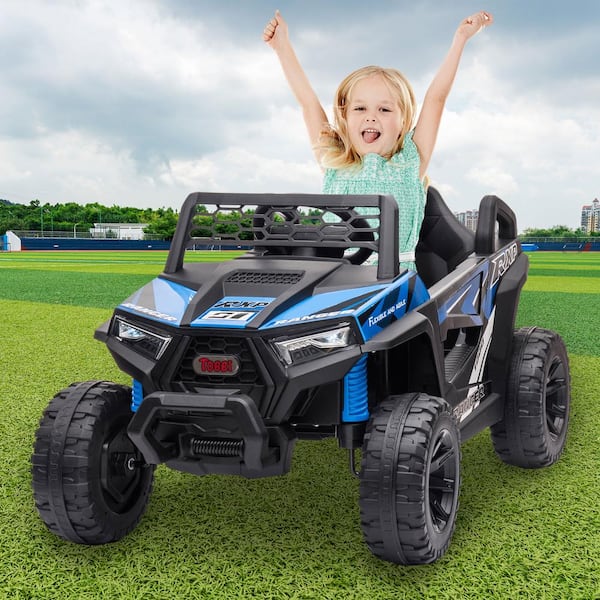 12-Volt Kids Ride On UTV Electric Truck Car in Blue and Black