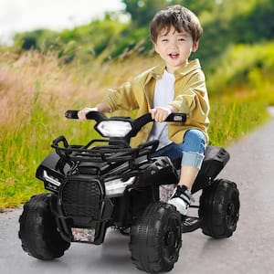 7.3 in. 12-Volt Kids ATV Quad Electric Ride On Car Toy Toddler with LED Light and MP3 Black