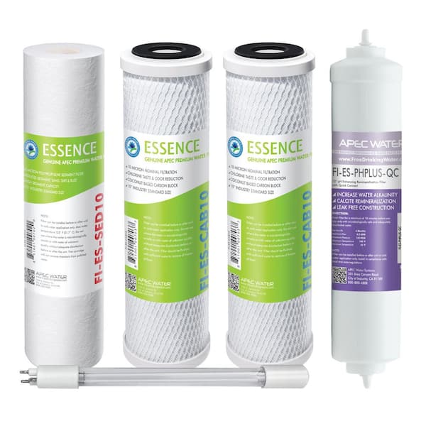 APEC Water Systems Essence ROES-PHUV75 Replacement Water Filter Cartridge Pre-Filter Set with Alkaline and UV Sanitation Stage 1-3, 5 and 7