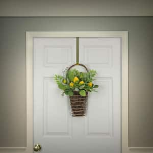 21 in. Artificial Leafy Greens and Lemons Wall Basket