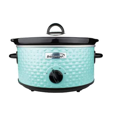Diamond 3.5 Qt. Blue Slow Cooker with Tempered Glass Lid