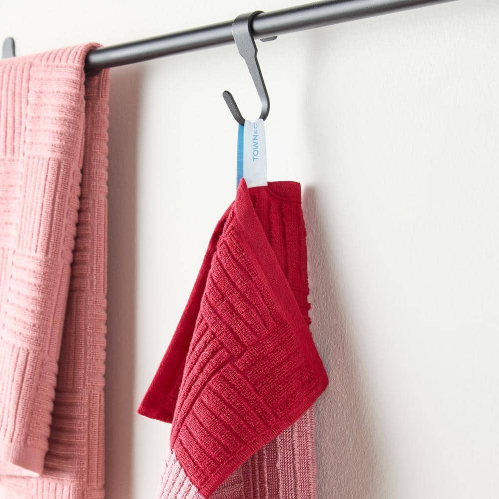 Red and Pink Cotton Terry Kitchen Towel Set, 16" x 28" (Set of 4)