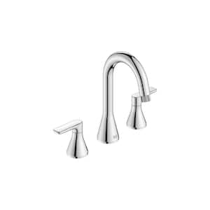 Aspirations 8 in. Widespread 2-Handle Pull Out Bathroom Faucet with Drain Polished Chrome