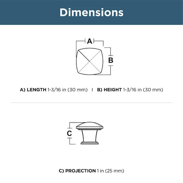 Essentials 1-1/4 in. (31mm) Matte Black Square Cabinet Knob (24-Pack) Essentials 1-1/4 in. (31mm) Matte Black Square Cabinet Knob (24-Pack)