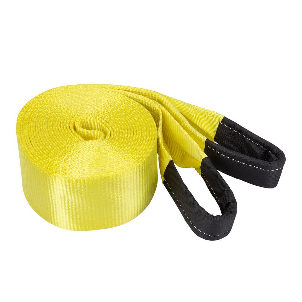 SmartStraps 30 ft. 10,000 lb. Working Load Limit Yellow Recovery Tow Rope  Strap with Loop Ends 833 - The Home Depot