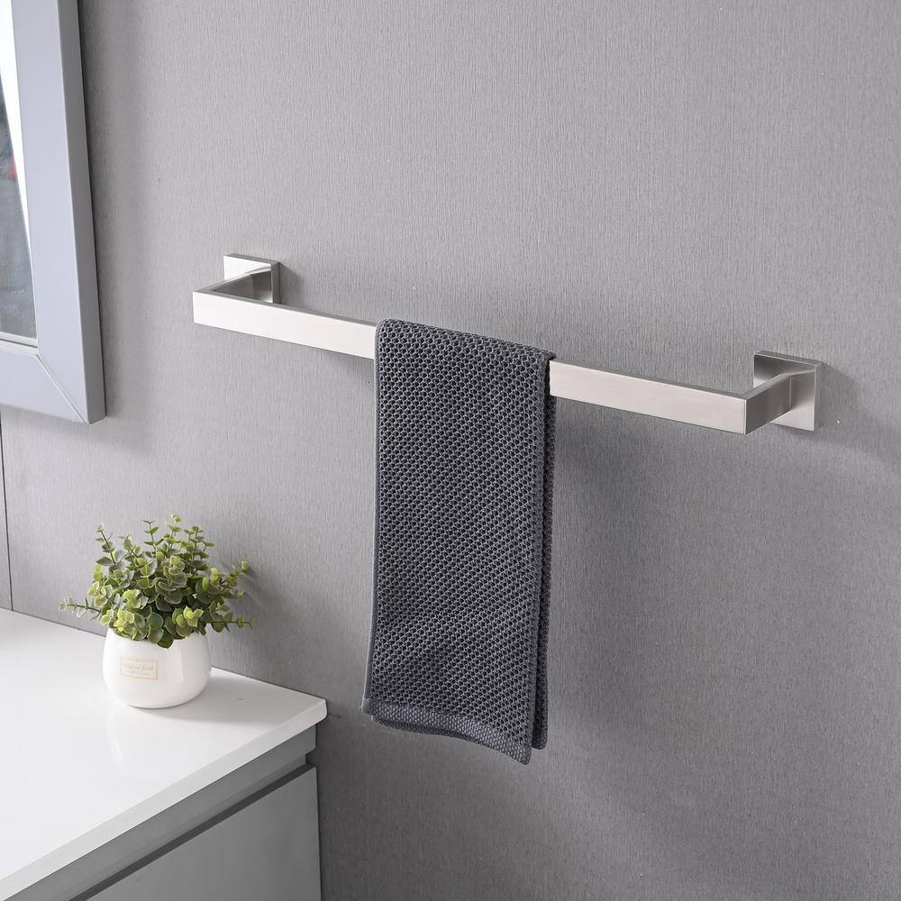 Brushed Nickel 4-Piece Bathroom Hardware Set with Towel Bar